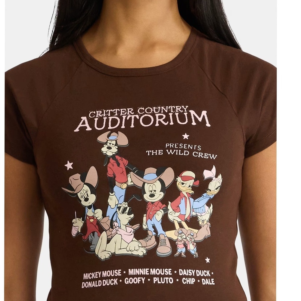 DISNEY Mickey & Friends‎ Critter Country Graphic Baby Tee Shirt XL Brown Top NWT